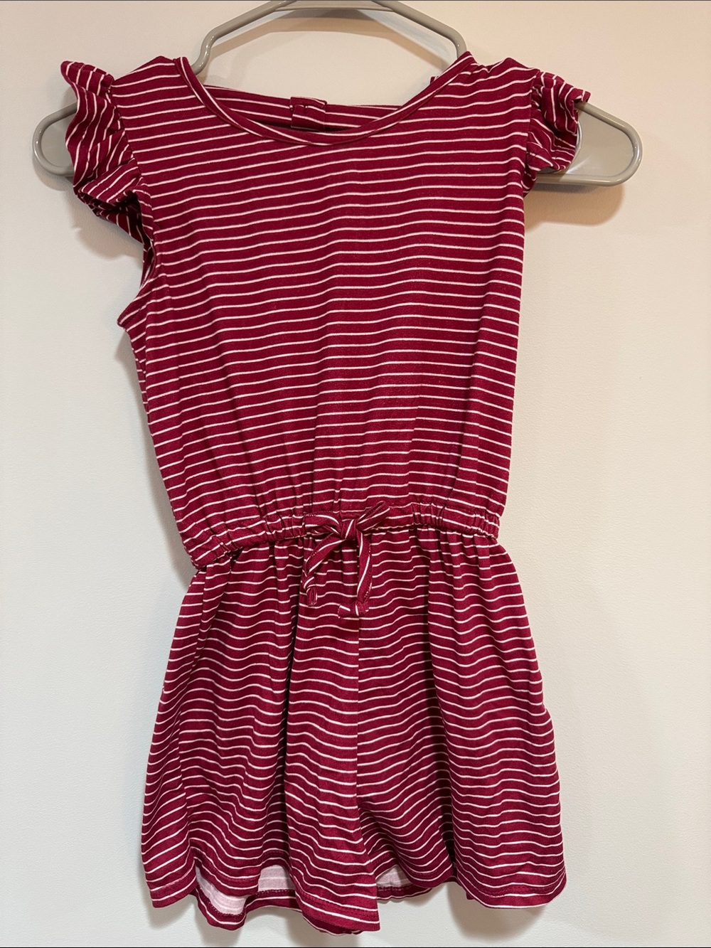 Btween Red and White Striped Girls Romper